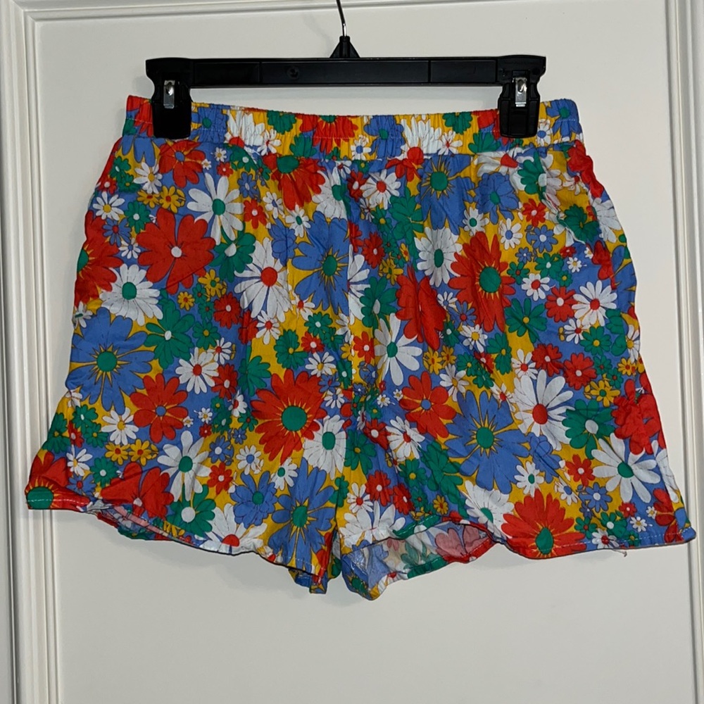 Cider Floral Print Shorts — Red, Blue, Green, Yellow, White